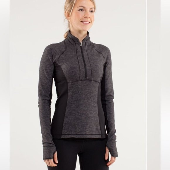 lululemon athletica Tops - Lululemon Run Switch Back 1/2 ZipWee Stripe Heathered Black reversible sz 8